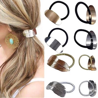 Boho Chic Alloy sada vlasových sponek – elegantní listový design, lesklé kovové držáky na culík pro ženy a dívky 14+, odolný a stylový dárek