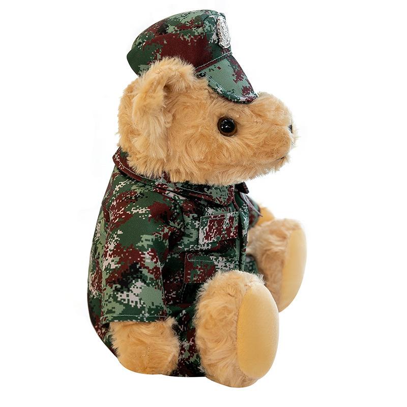 Camouflage Doll Armed Police Soldier Brother Army Plush Bear Doll Veteran Souvenir Soldier Birthday Gift Toy