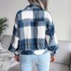 Women's  And Winter  Long-sleeved Woolen Casual Plaid Coat Jacket
