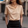 Damen Oberteile Slim Fit Kurzarm Überkreuz V-Ausschnitt Pullover Oberteile Einfarbige Weicher Stoff Sommer Shirt Täglich
