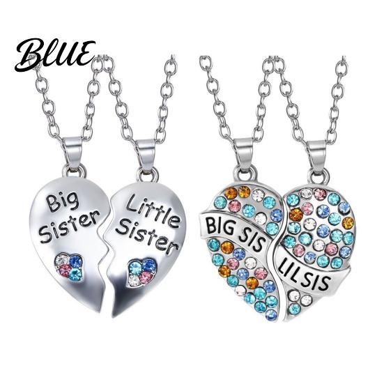 Sister Love Necklace 2Pcs/Set Big And Little Necklaces Rainbow Heart
