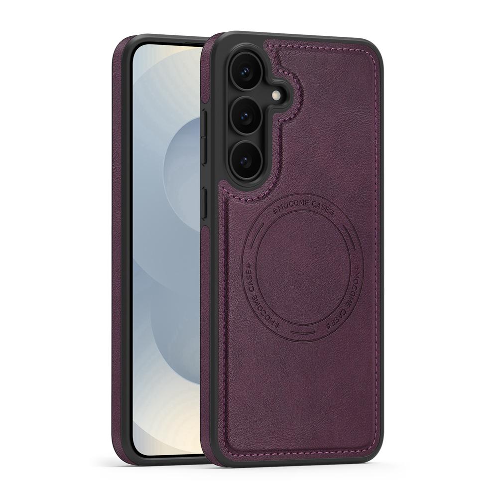 KEYSION Retro PU Leather Case for MagSafe for Samsung Galaxy S22 S23 S24 Ultra 5G S23+ S24 FE Magnetic Shockproof Phone Cover