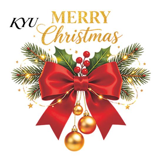 Holiday Glass Decals Christmas Red Bow Window Sticker, Gold Letter Merry Decal, Xmas Decor Waterproof Windows Clings for Home School Office