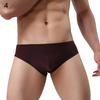 Sexy Men's Underwear Solid Color Mid Rise Ice Silk Briefs Elastic Underpants