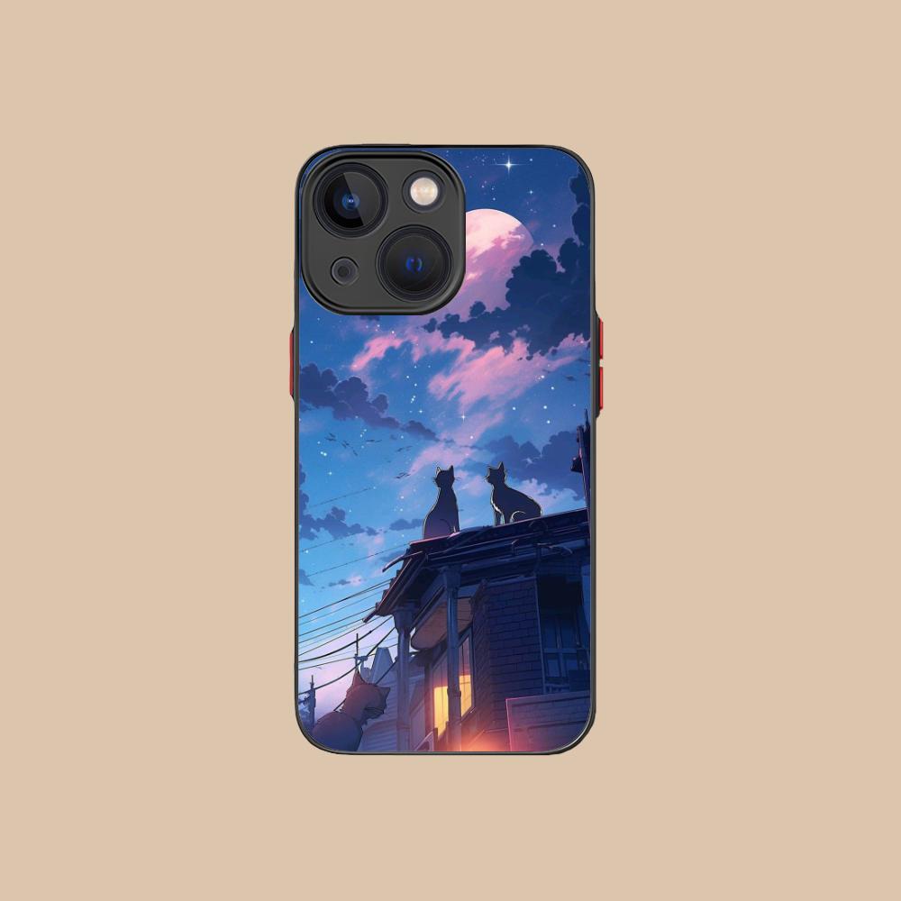 Luna Moon Cat Mobile Phone Case for iPhone 17 16 15 14 13 12 11 X XR XS 8 7 Air Pro Max Plus Mini Colorful Silicone Cover Cover