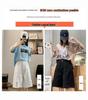 Women's Summer 2025 White Ripped Wide-Leg Denim Shorts