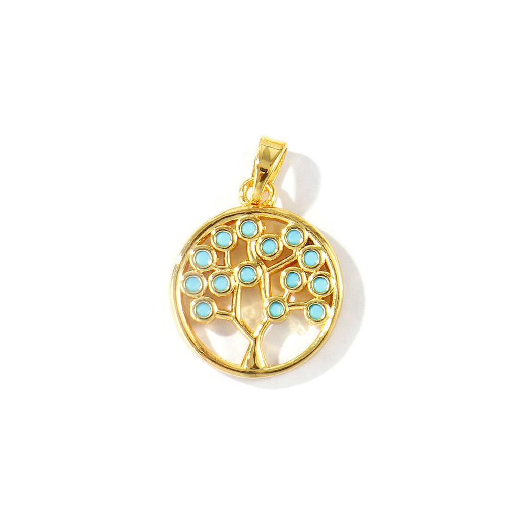 2 Pcs Blue Cubic Zirconia Ocean Charms Starfish Mermaid Conch Sun Shaped Melon Brass 18K Gold Plated Pendants For DIY Necklace