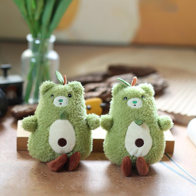 Lovable Avocado Bear Plush Doll Mini Stuffed Toy Key Holder Accessory Bag