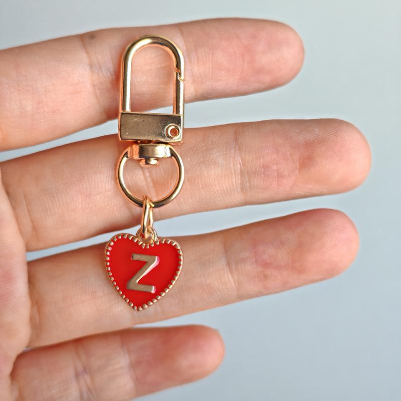 1PC Lobster Buckle Gift Metal Party 26 English Letters Keychain Marker Heart Shaped Red Love Keychain Design DIY Creativity