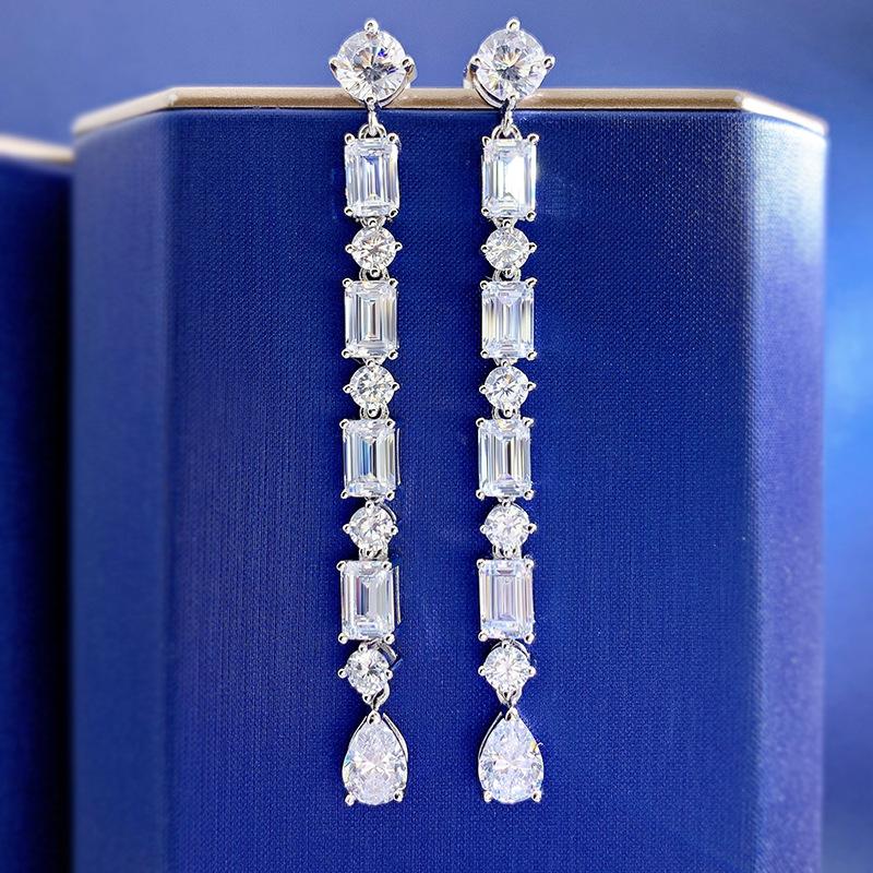 Luxury 925 Sterling Silver Simulated Diamond Drop Earrings for Women Engagement Earrings Jewelry Cocktail Lovely GIRL GIFT