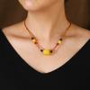 Retro New Chinese Wooden Bamboo Necklace Niche Design Beeswax Agate Pendant Collarbone Chain Women's Literary Accessories