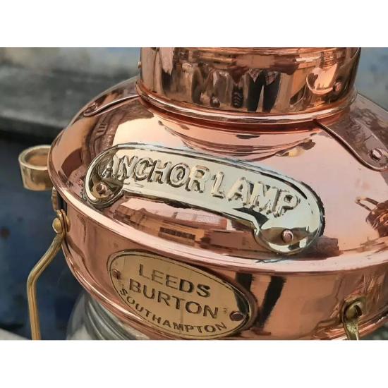 Copper Brass Anchor Oil Lamp Nautical Maritime Ship Lantern Boat Antique Light Set of 2