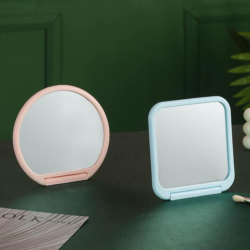 Clear Folding Handheld Makeup Mirror Dressing Mirror Student Girl Desktop Portable Dormitory Handy Cosmetic Mirror