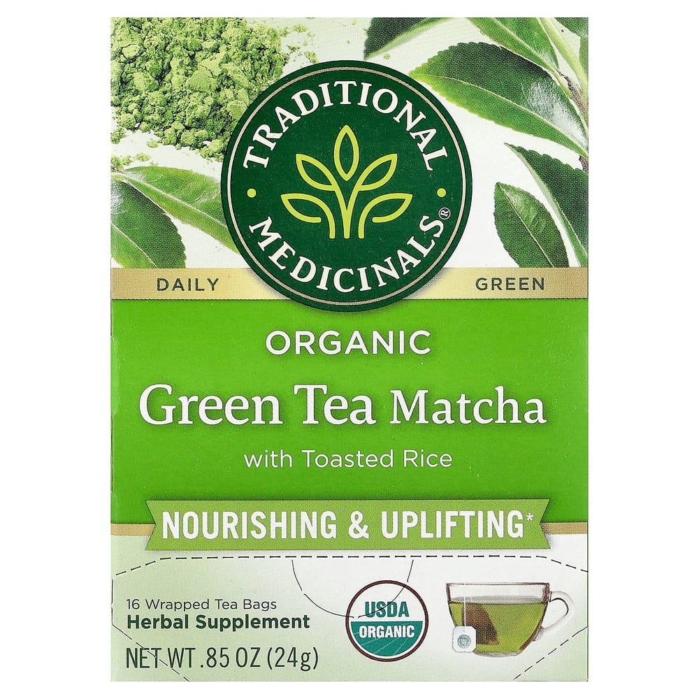 Traditional Medicinals Green Tea with Roasted Rice & Matcha, 16 Individually Wrapped Tea Bags, 1.5g (0.5oz) Each