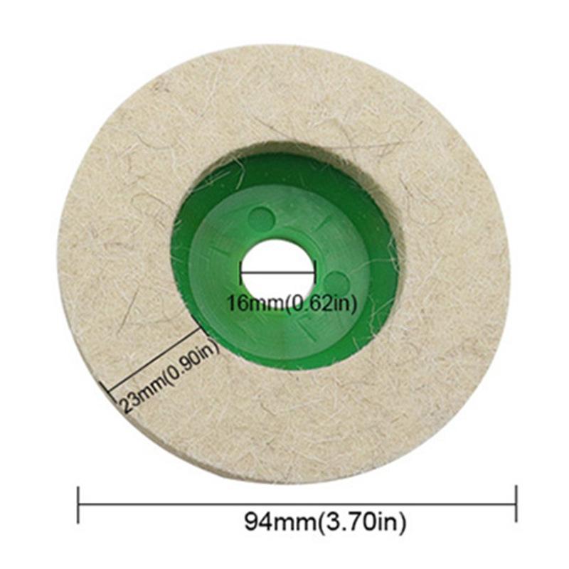 4PCS Round Wool Felt Disc Wheel Pad Buffing Wheels for 100 Angle Grinder Buffing Polishing Buffer Bore Dia-White & Green