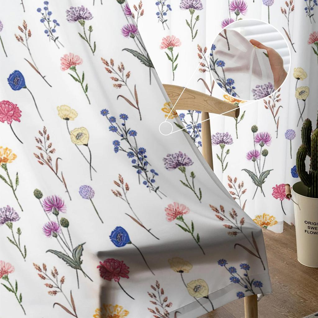 Akwarela kwiat liść tiulowe zasłony do salonu przezroczysta zasłona do sypialni świąteczne rolety zasłony z woalu