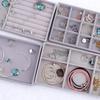 Velvet Jewelry Storage Box Necklace Stackable Display Tray Bracelet Earring Organizers DIY Handicrafts Drawer Box Grey