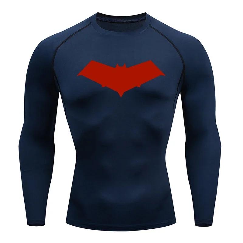 Clothing Fitness Compression Running T-Shirt Men Tops Bat Printing T Shirts Men Quick-Drying Gym Sportswear Jersey Tee For Male