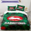 3-teiliges Bettbezug-Set (1 * Bettbezug + 2 * Kissenbezug, ohne Kern), South Sydney Rabbitohs Druck Weiches Ganzjahres-Bettwäscheset, Heimschlafzimmer-Dekoration Geschenk