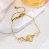 Luxurious Gold Four-Leaf Clover & Butterfly Cutout Bracelet for Women - Elegant European & American Fashion