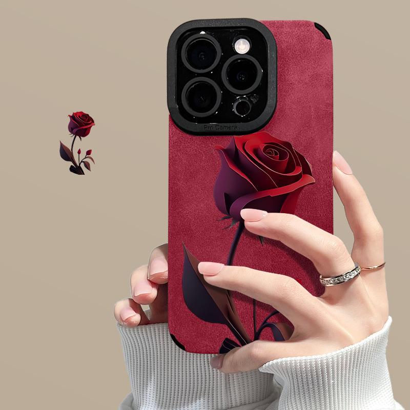 

Красная роза цепочка подходит для Apple 16pro мобильный телефон чехол Iphone15 мех 14 отверстие для спермы 13 силикон анти-падение X Redmi K40/K40Pro