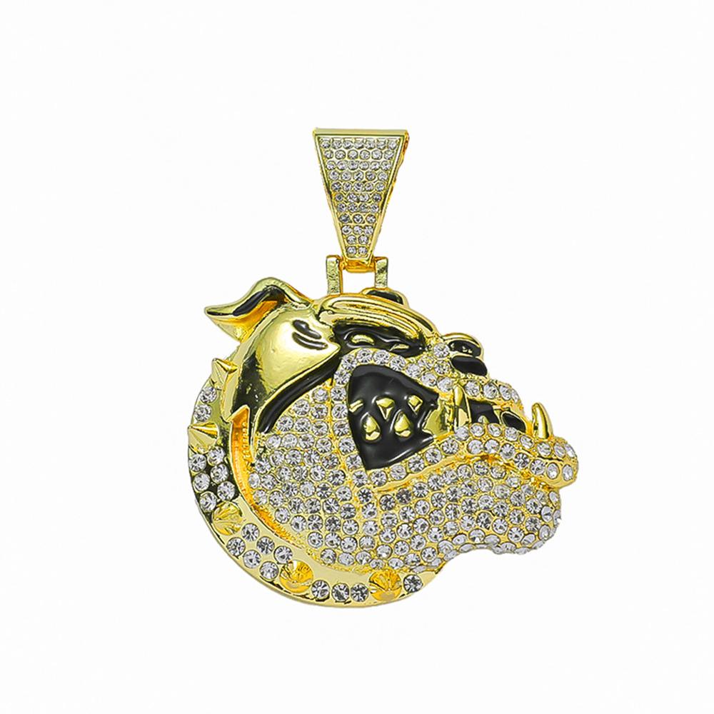 Trendige Herren Hip Hop Hund Anhänger Halskette mit 13mm kubanischer Kette Hiphop Tier Anhänger Halsketten Mode Punk Charme Schmuck Geschenke