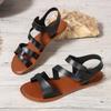 Fashion Summer New Sandals Women Fashion Round Head Open Toe Breathable Color Word with Soft Soles Anti-slip Wear-resistant Flat Shoes