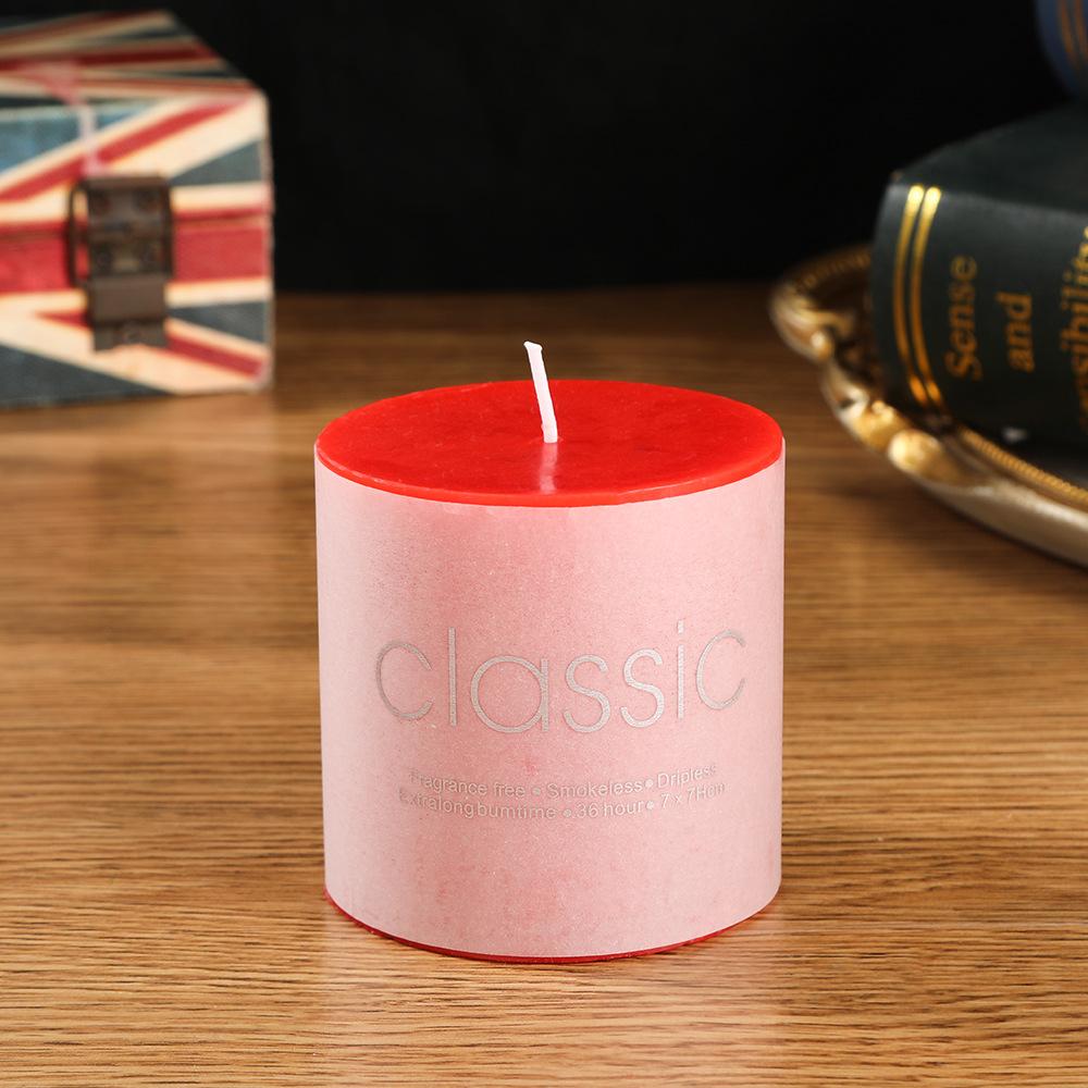 Classic European Red Large Cylinder Candle Odorless Romantic Wedding Hotel Decoration Thick Candle