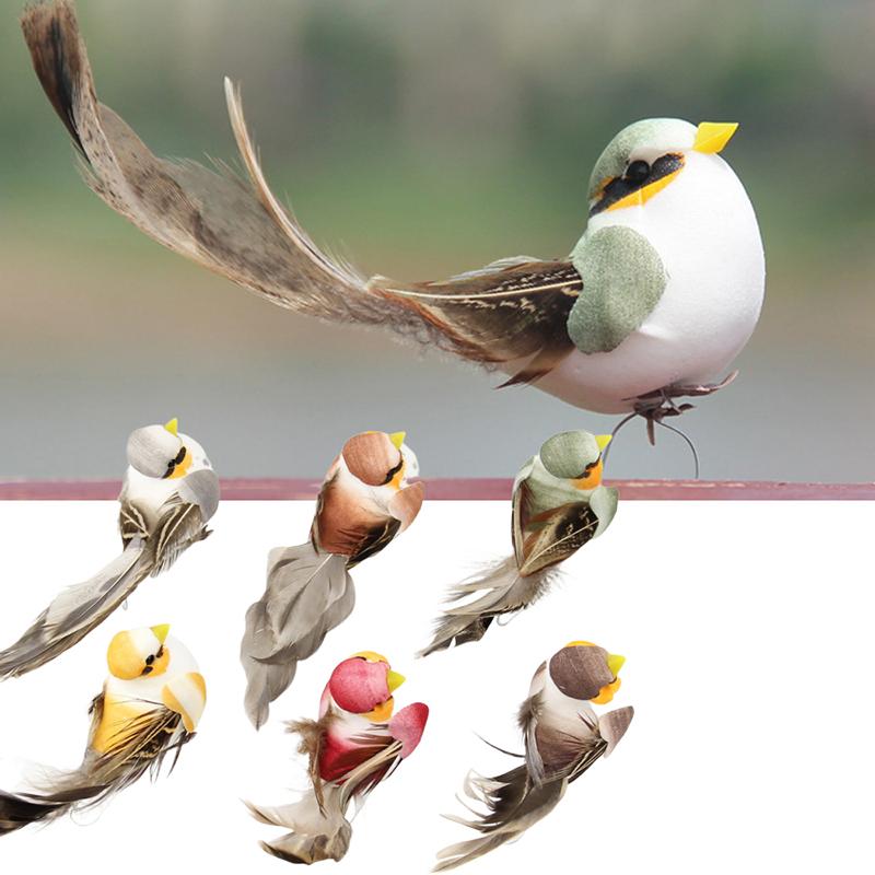 12Pcs Simulation Bird Miniature Decoration Diy Crafts Foam Feather Artificial Fake Birds Models For Home Garden Prop Decor