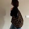 Vintage Karomuster Große Kapazität Trendiger Lässiger Tragetaschen-Rucksack Vielseitige Handtasche Übergroße Canvas Achseltasche Schottischer Stil