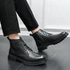 Fashion Men Business Ankle Boots Black Brown Thick Bottom Wear Resistant One Step Business Fashion Brand Cher Boots Size 38-46 Men Boots