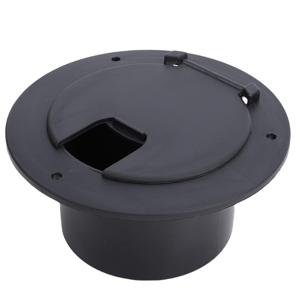   Round Electric Cable Cover Snap Lock Door, High Grade ABS Material, Easy Installation, Neat Look, 3-1Celsius2in Interface RV Trailer Black, For Outd