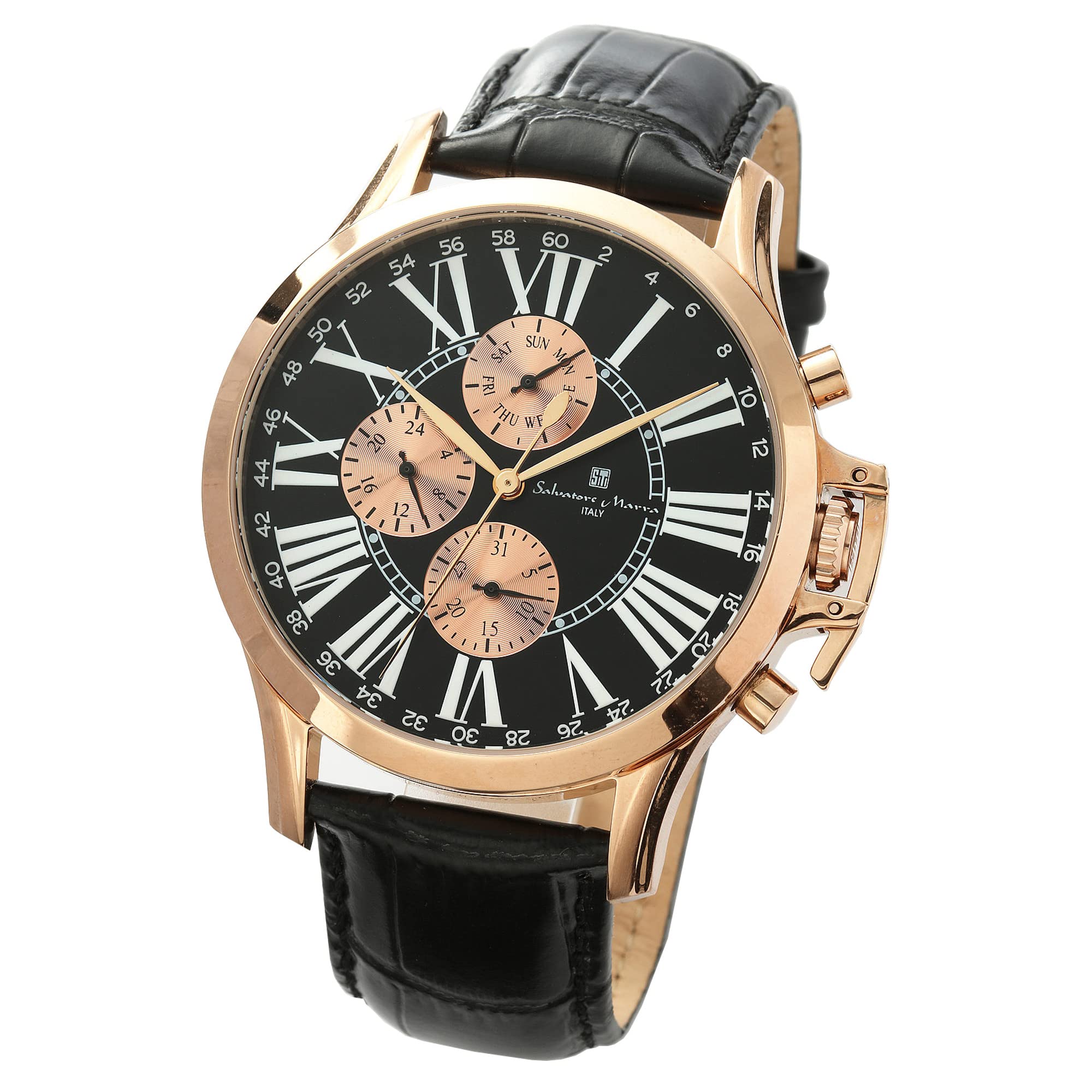 

Годинник Quartz Brand Casual Business Analog Leather Belt Black with Watch Cross PGBK [Salvatore Marra] Men s