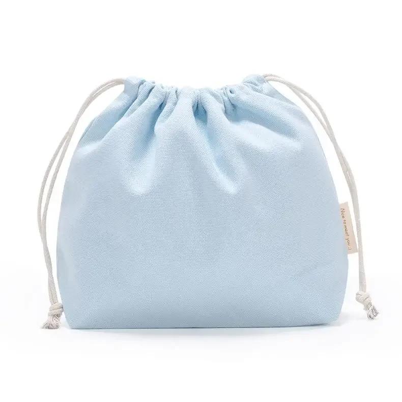 27*20cm Cotton Drawstring Storage Bag White Canvas Bags for Candy Gift Package Pouch Reusable Home Sundries Organize Bags