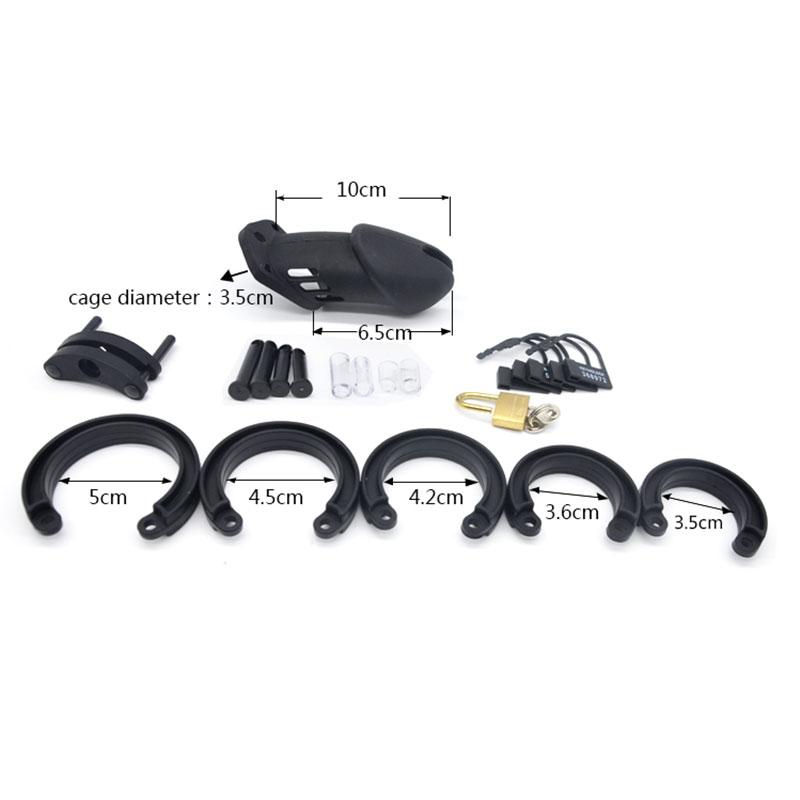 New Male Silicone Chastity Device Cock Cage Sex Toys With 5 Penis Ring Adult Belt Brass Lock Standard/Short Cage A122/A235