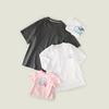 Tongbei Kids' 2024 Summer Korean Style Family T-Shirt - Simple Solid Color for Parent-Child Outfits