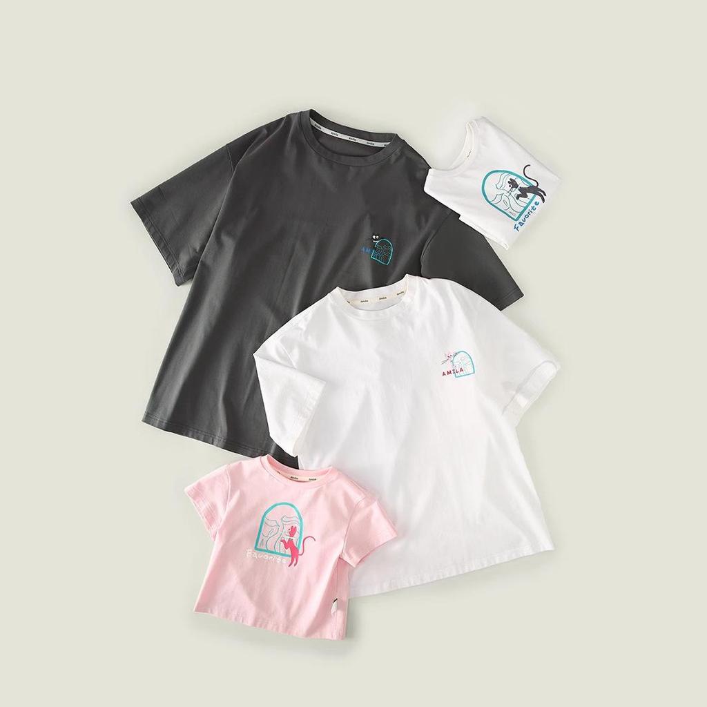 Tongbei Kids' 2024 Summer Korean Style Family T-Shirt - Simple Solid Color for Parent-Child Outfits