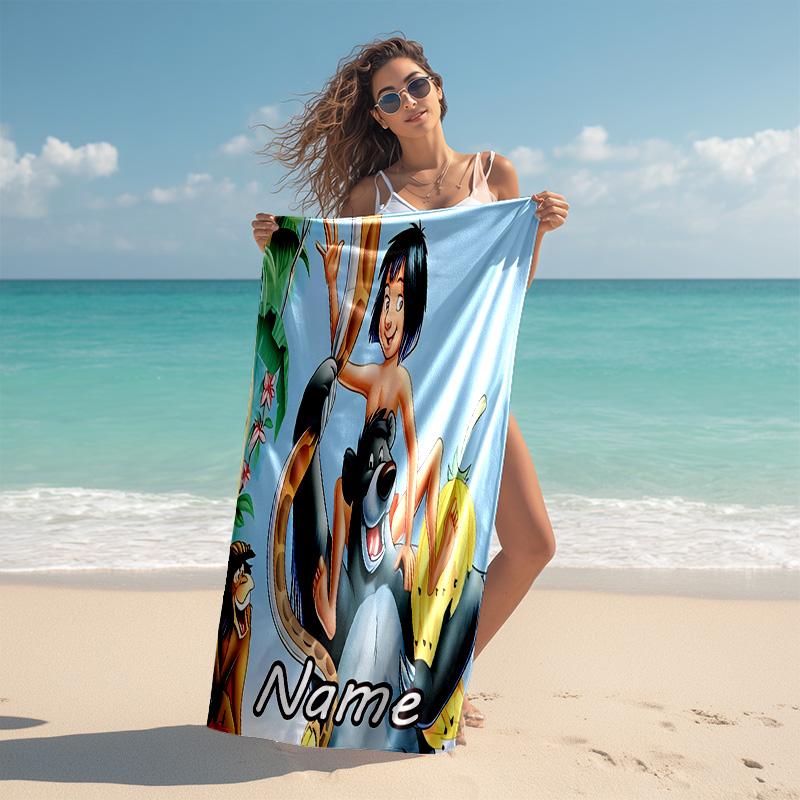 Personalized customized proof beach towel with The Jungle Book pattern - soft, absorbent,quick-drying,perfect swimming,camping&bathing