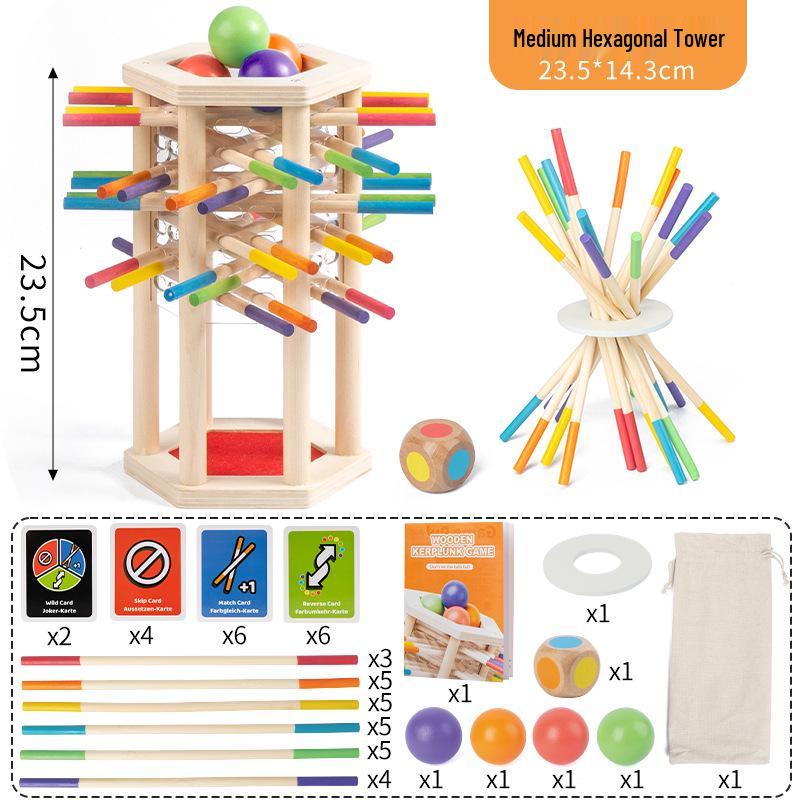 Early Education Wooden Pick-Up Sticks: 3-in-1 Color Recognition, Parent-Child Interaction, and Balance Table Game.