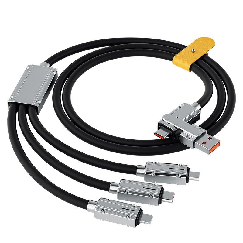 

3 в 2 Type-C для мобильного телефона, USB-кабель для быстрой зарядки, 66 Вт, кабель для передачи данных, подходит для iPhone, Huawei, OPPO, Xiaomi, Samsung, Redmi, зарядный кабель 1.2m чёрный