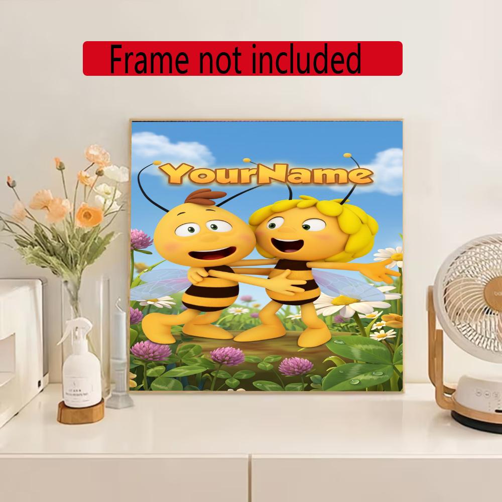 Biene Maja Customize Your Name Diamond Painting Round Diamond Diy Frameless Holiday Artwork Suitable For Home Office Wall Decoration