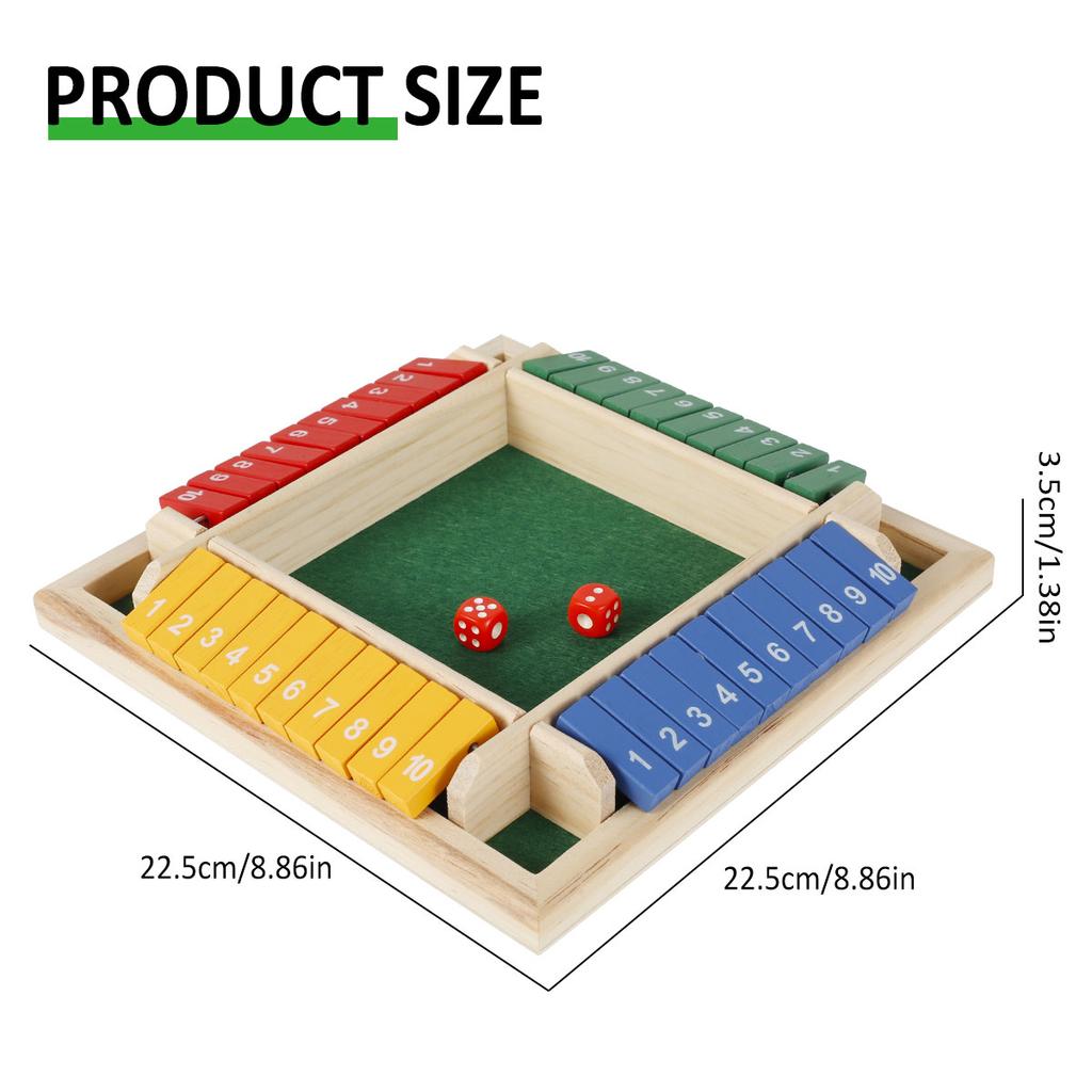 Wooden Dice Board Game Shut the Box 4 Player Shut the Boxes Toys Interactive Shut the Box Dice Game for Family Interaction Games
