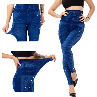 Kadın Spor Bayan Kot Taytlar Esnek Bel Pantolon Mavi Siyah Dar Tayt Kotlar Skinny Pantolonlar Dar