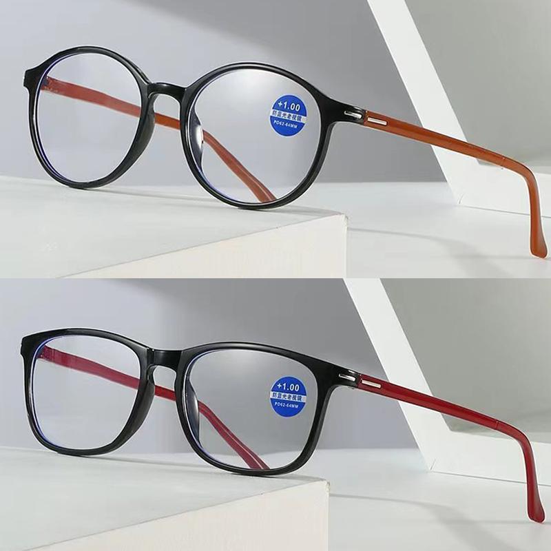 2 Styles Round Square Frame Reading Glasses Ultralight Anti-Blue Light Eyeglasses Women Men Retro Flexible Diopter Eyewear +4.0