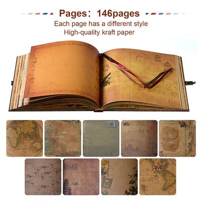 Album Scrapbook 146 Pages Notre Livre d'Aventure Album Kraft Rétro Album Photo Fait Main DIY Anniversaire Mariage Souvenir Cadeau Saint-Valentin