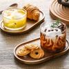 Wooden Serving Tray Rectangular Round Plate Tea Cup Saucer Tray Fruit Dessert Dinner Plate Food Storage Pallet Kitchen Tableware