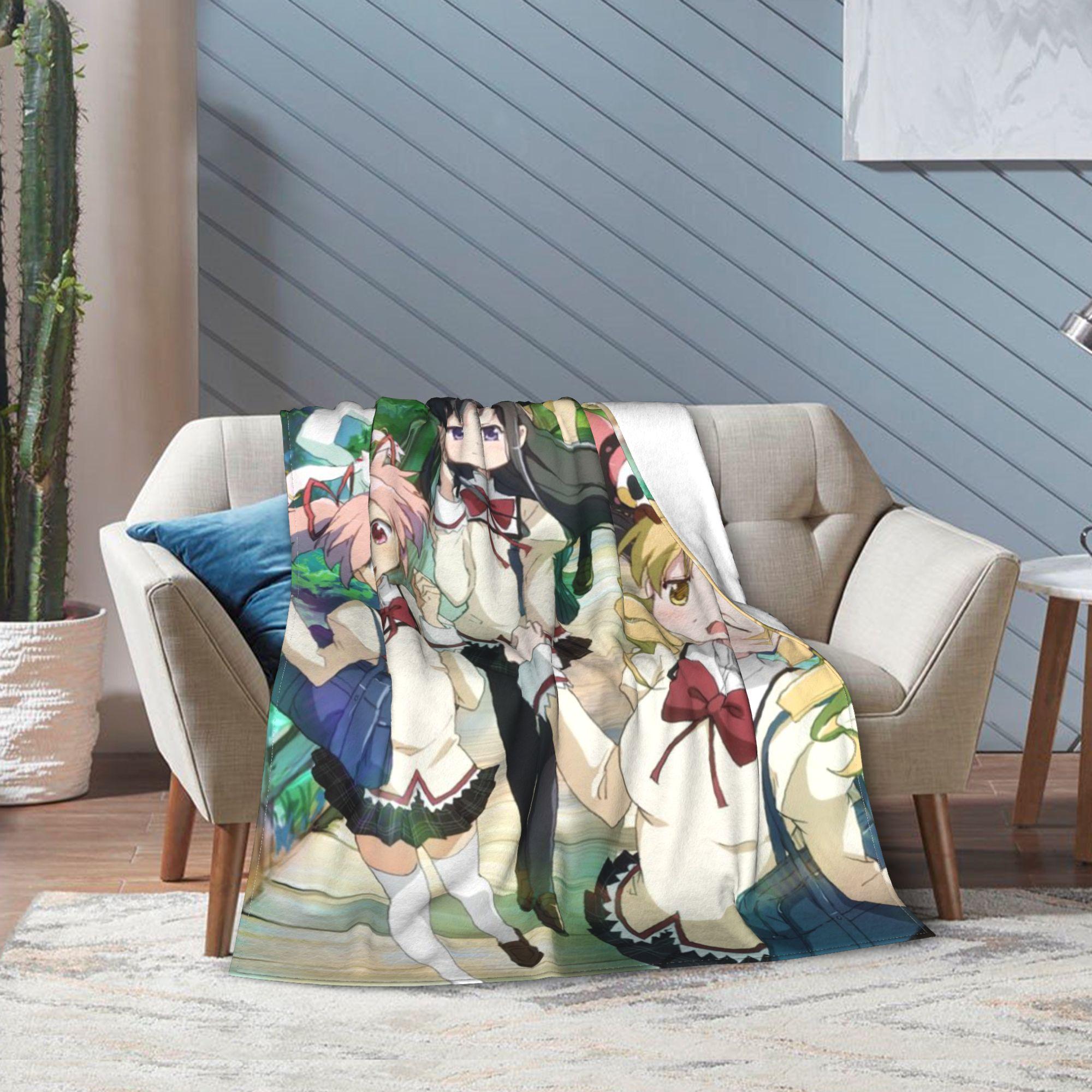 

Super Soft Puella Magi Madoka Magica Anime Throw Blanket Premium Flannel Fleece Bed Blanket Cozy Warm Blankets All Season Use 75x90cm