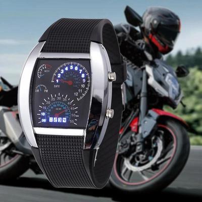 New Design Casual Led Watches Cool Car Meter Dial Unisex Black Flash Dot Matrix Racing Watch Sports Clock Hot Orologio Uomo