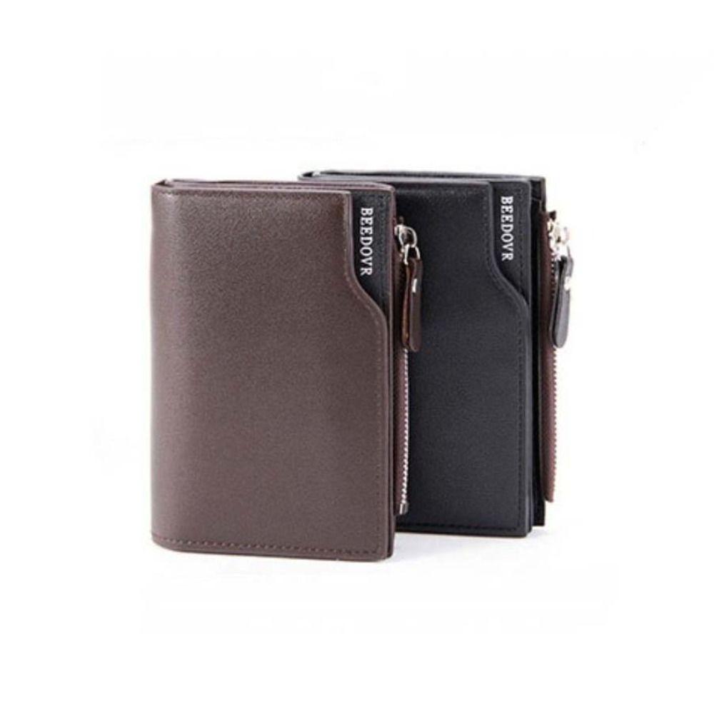 Zipper Men Coin Purse Waterproof Business Card Holder Fashion PU Leather Wallet Business