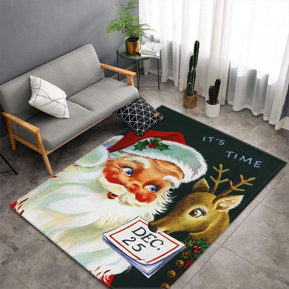 Christmas Living Room Carpet New Year's Child Rug Snowman Santa Claus Floor Mat Kitchen Bedroom Area Rug Non-slip Doormat